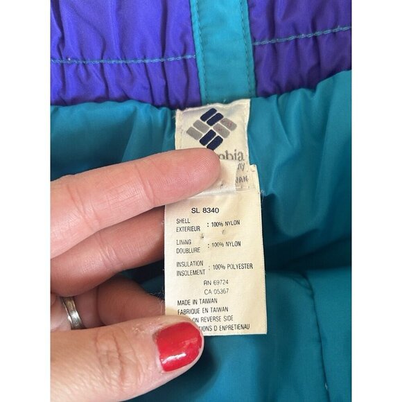 Columbia Womens Vintage Snow Pants 90s Turquoise Sz Large Snowboarding Skiing - Picture 5 of 11